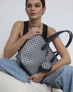 Lonbali Bolso Born Midi B&W Navy| Bolsos Shopper