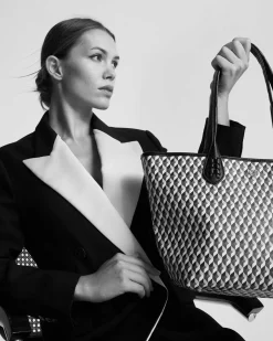 Lonbali Bolso Born Midi B&W Negro| Bolsos Shopper